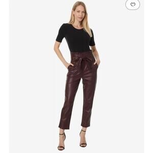 Commando Faux Leather Pants- Paperbag Pants in Oxblood- Size XS